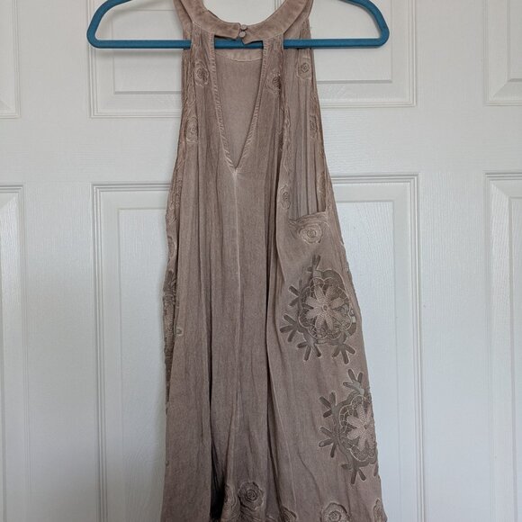 Dusty Pink Halter Tunic/Mini with Floral Details - Large - Picture 2 of 6